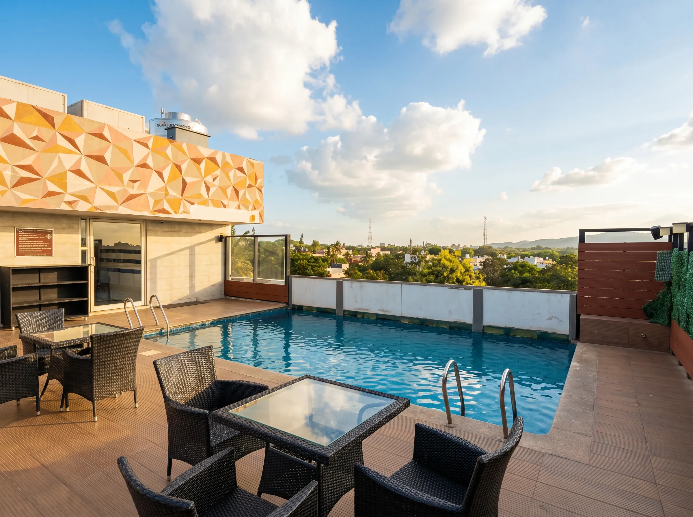 Rooftop pool at Roopa Elite, Mysore