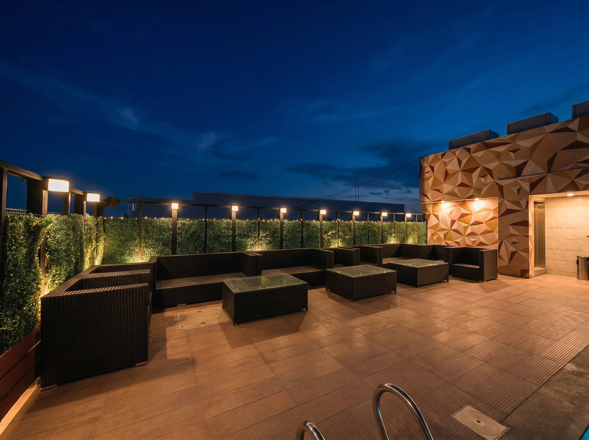 Rooftop Pool · Night