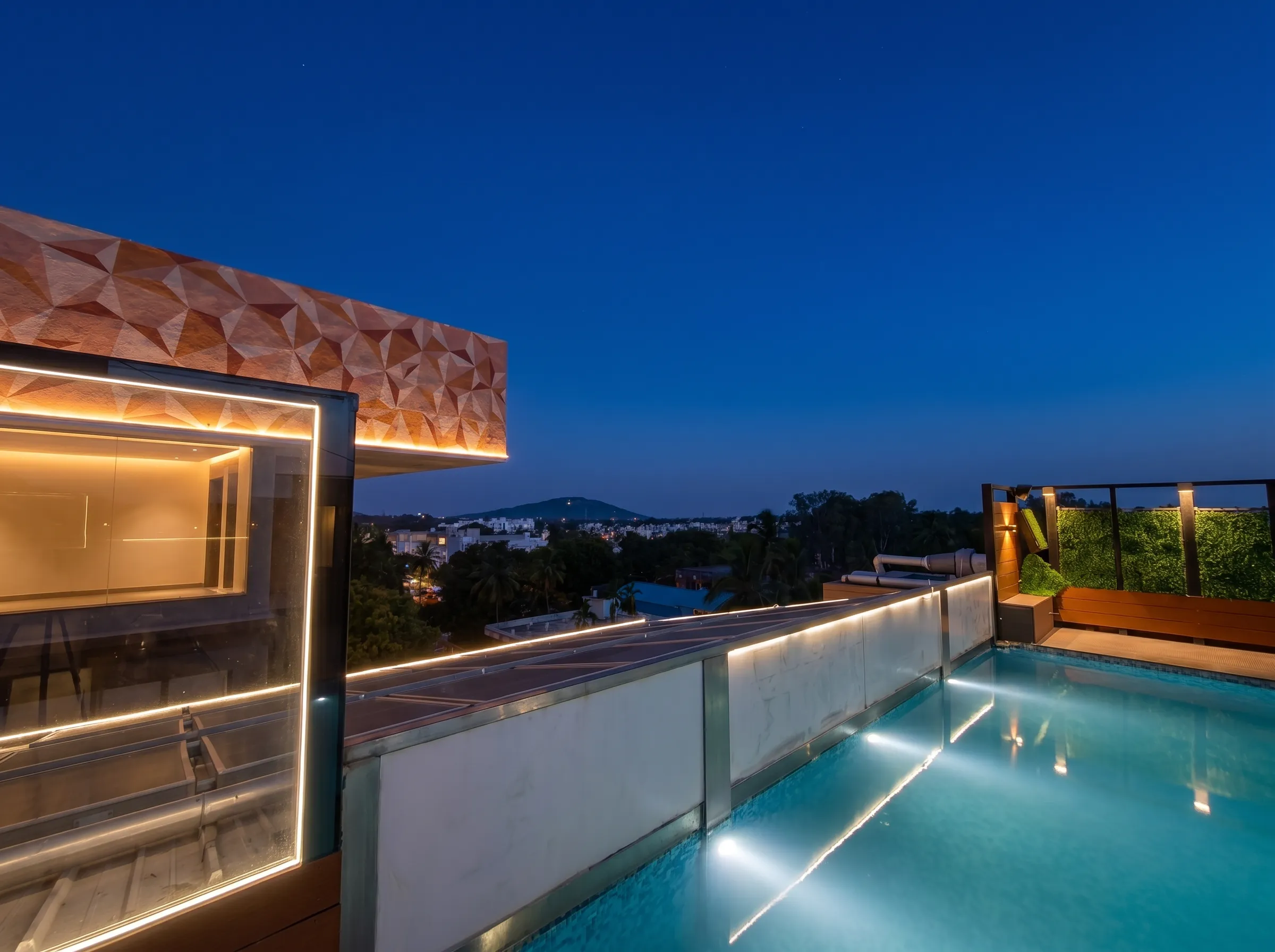 Rooftop Pool · Evening glow