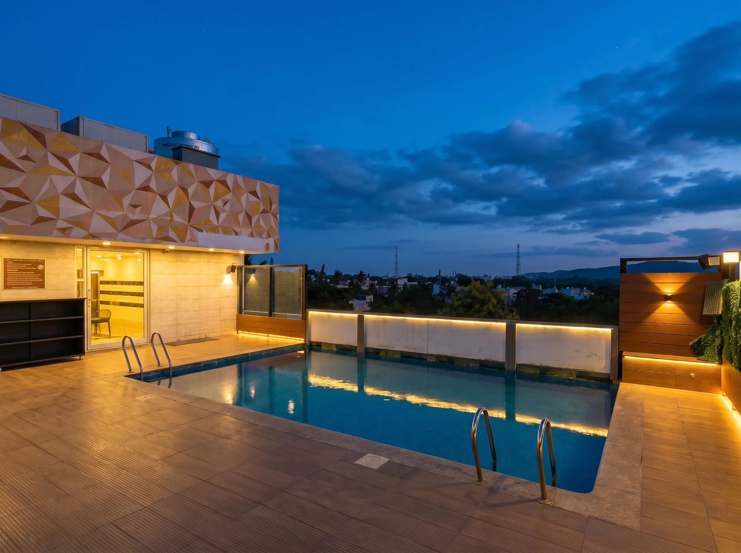 Rooftop Pool · Night view